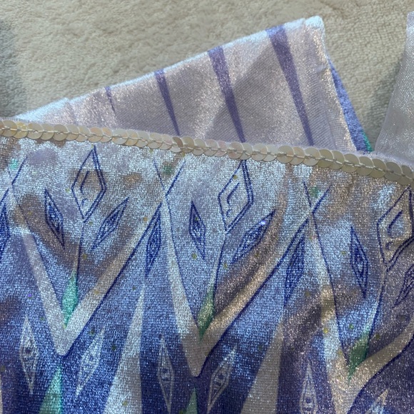 Disney frozen Elsa Princess pretend play costume dress blue white mesh arms 4-6 - Picture 9 of 12